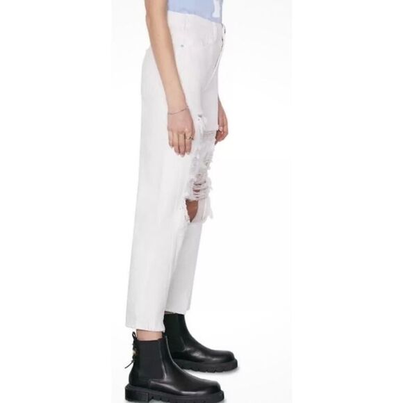 Frame Le Jane High Rise Straight Fit Jean in Cream NWT Size 24 - Picture 2 of 8